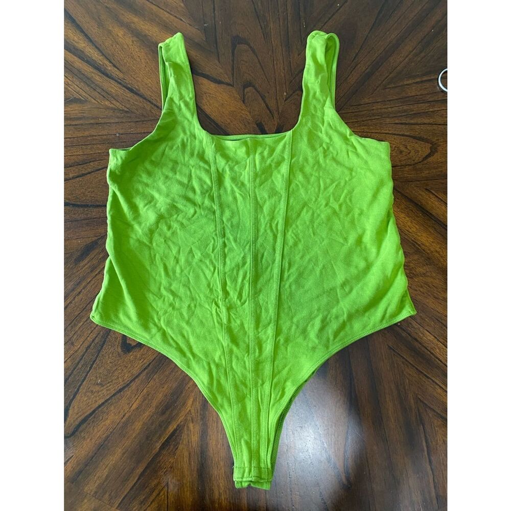 Bright Green Ribbed Tank Bodysuit- Size XL